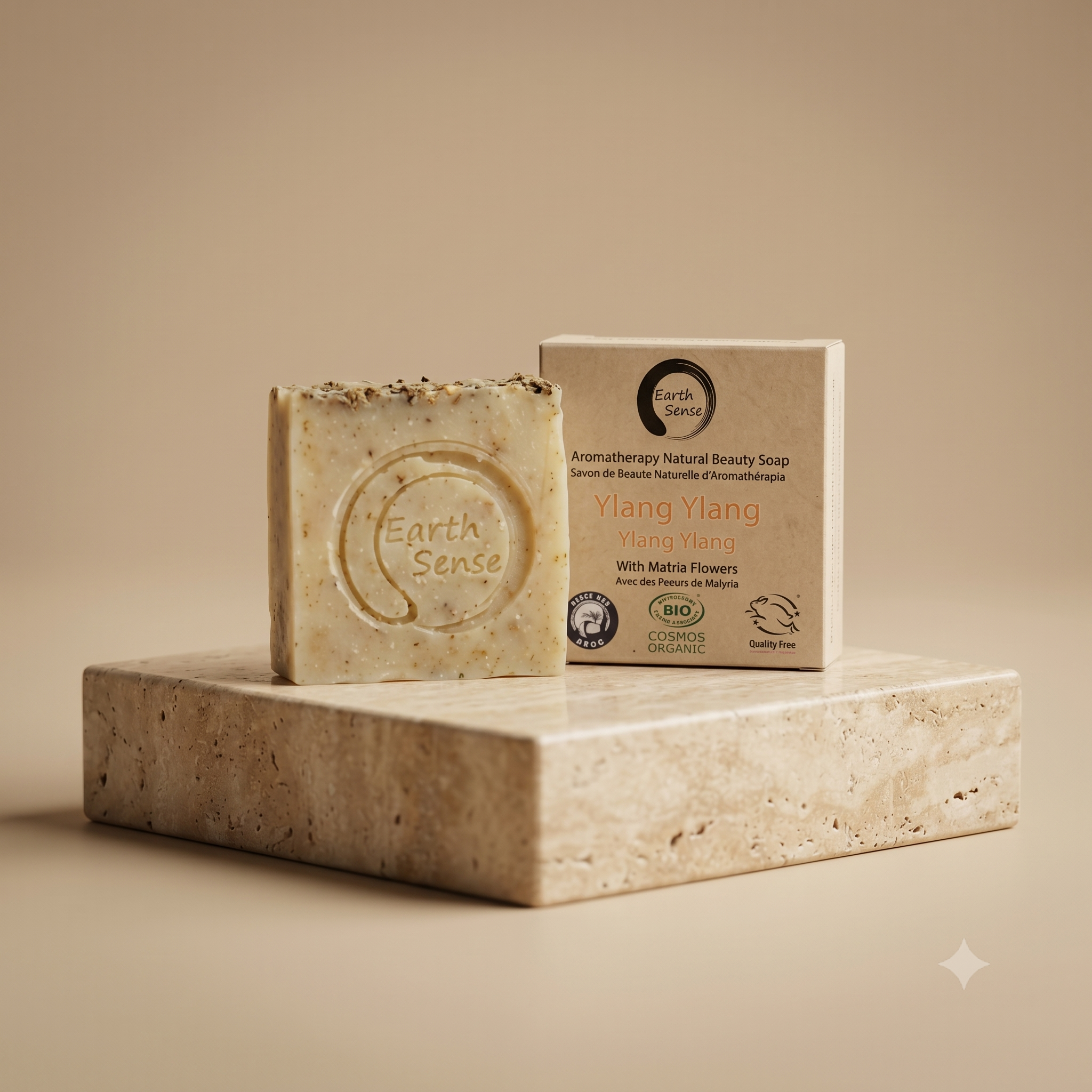 Organic Solid Soap - Ylang Ylang with Blue Corn Flowers 90g