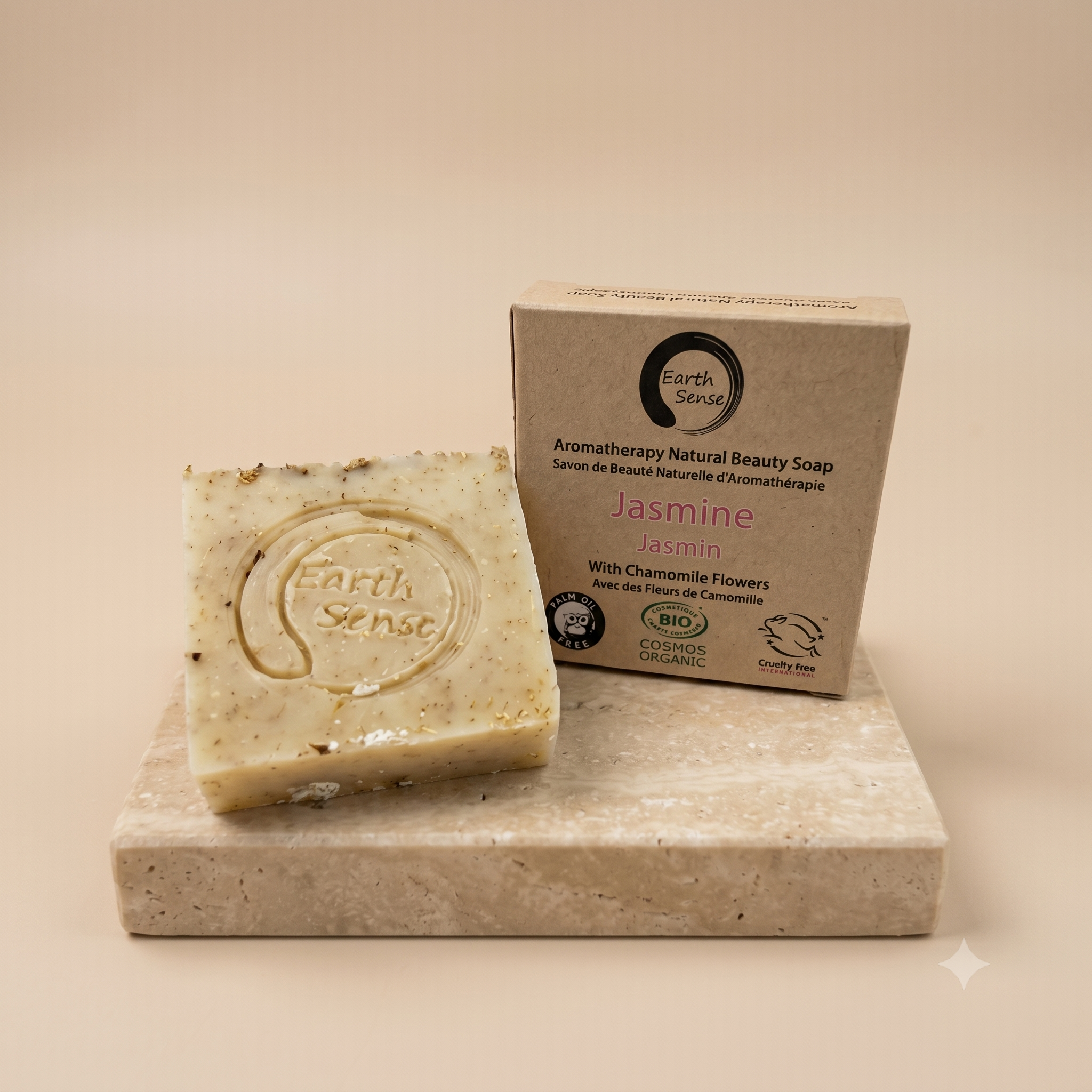 Organic Solid Soap - Jasmine with Chamomile Flowers 90g