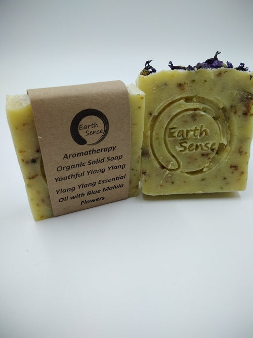 Organic Solid Soap - Ylang Ylang with Blue Corn Flowers 90g