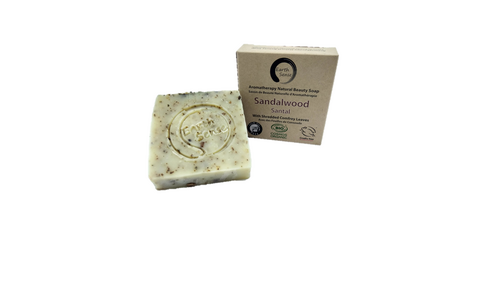 Organic Solid Soap - Sandalwood with Shredded Comfrey Leaves