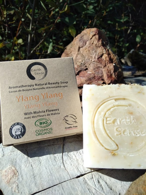 Organic Solid Soap - Ylang Ylang with Blue Corn Flowers 90g